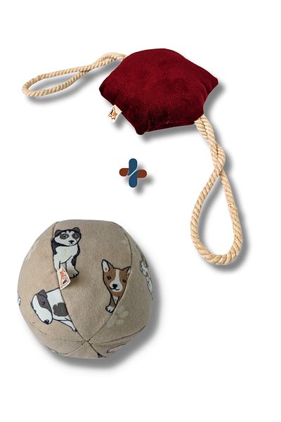 UTDpet Hoppie Sound Ball Dog Toy + Hexie Traction Bone Dog Toy