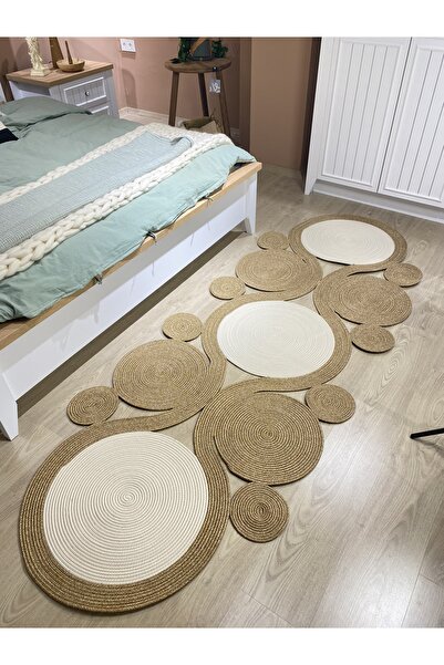 MaVaux Mihenk Özel Dokuma Jüt Hasır Görünümlü El Yapımı Kilim Halı Yolluk