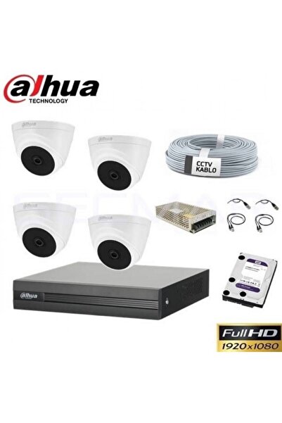 DAHUA 4 Kameralı 1080p Dome Güvenlik Kamera Seti