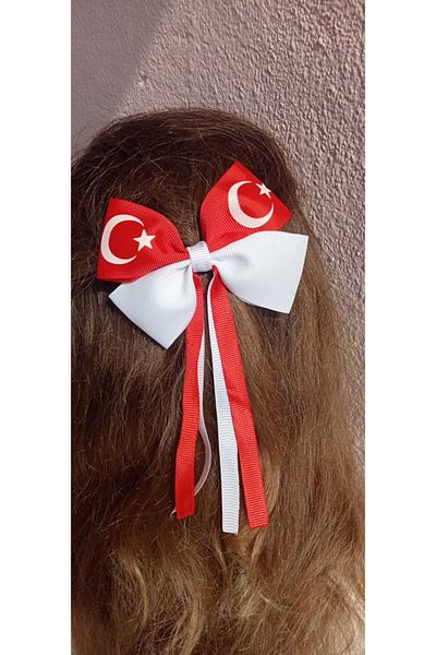 Sare Çocuk Giyim Χειροποίητη σχολική αγκράφα με θέμα την ημέρα του 29 Οκτωβρίου με φιόγκο