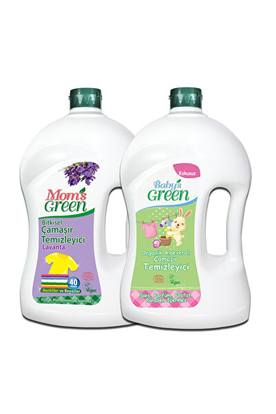 Baby's Green 2'li Set Organik Bebek Çamaşır Deterjanı-mom's Green Çamaşır Deterjanı Lavanta 1500 ml