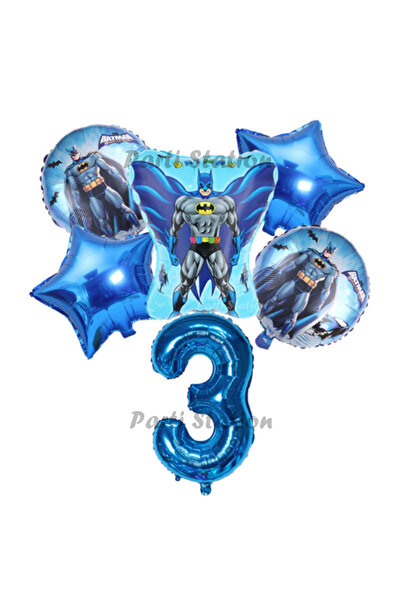 Parti Station Navy Blue Number Balloon Bat Batman Concept 3Rd Birthday Party ...