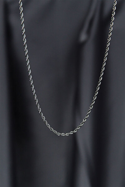 Clariss قلادة موديل تويست رفيعة من الفولاذ باللون الفضي - BJ-ERK1224