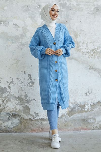 InStyle Cardigan tricotat cu nasturi Evia - Baby Blue