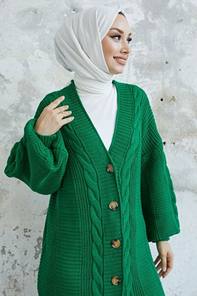InStyle Evia Buttoned Knitwear Cardigan - Green