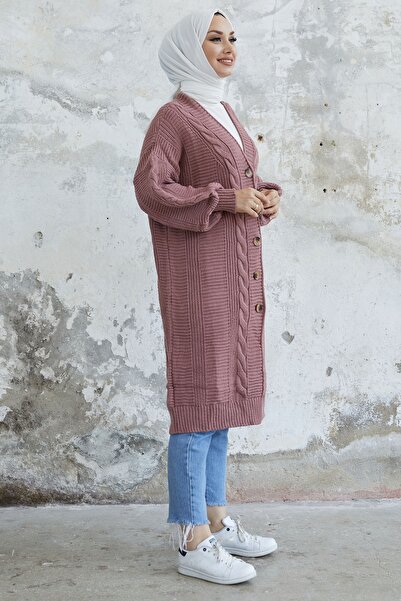 InStyle Evia Buttoned Knitwear Cardigan - Dusty Rose