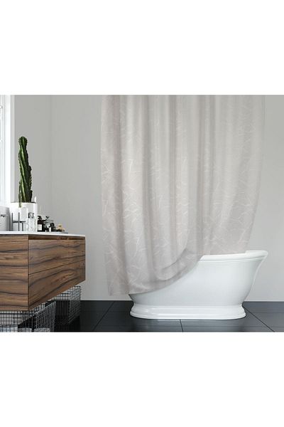 Zethome Κουρτίνα μπάνιου 1x180x200 Κουρτίνα μπάνιου μονόπτερο με δαχτυλίδι δώρο 5026 Λευκό