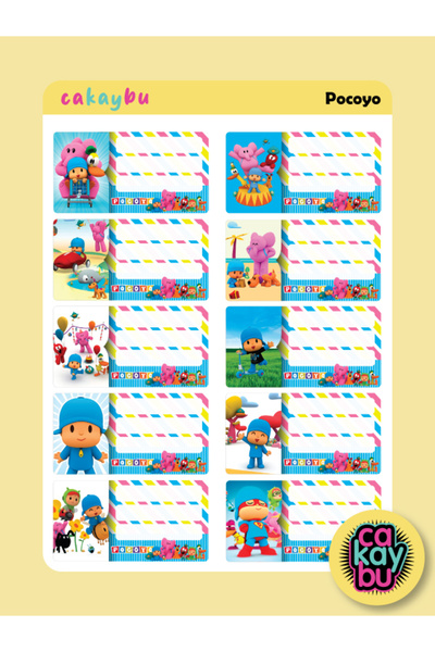 cakaybu Autocolant pentru caiete școlare Pocoyo, dimensiune A4, 1 foaie