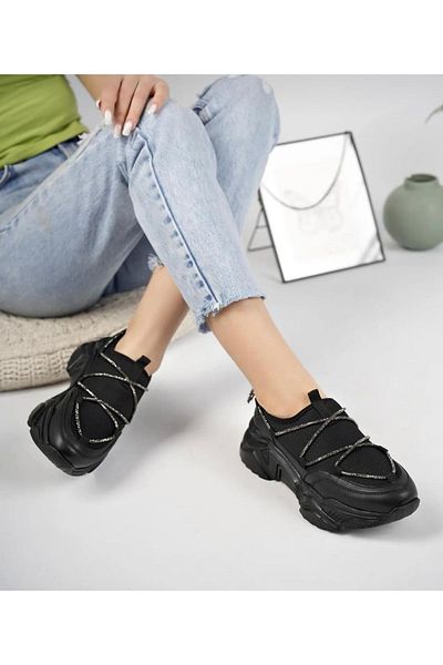 FLORİN Pantofi de damă Afilli, cu talpă groasă, cu piatră neagră, plimbare zilnică, antrenament ocazional, pantofi sport în aer liber