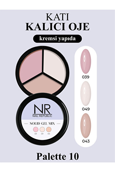 Nail Republic Nr Krem Kalıcı Oje Solıd Gel Mıx, Pallete 10 (039,049,043)
