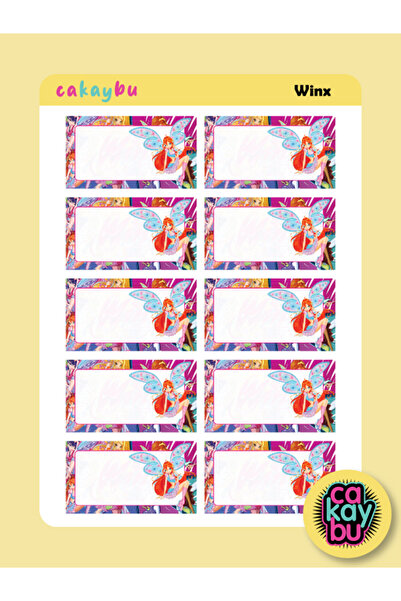 ca kay bu Winx Okul Defter Etiket Yapıştırma Sticker A4 Boyutlarında 1 Sayfa