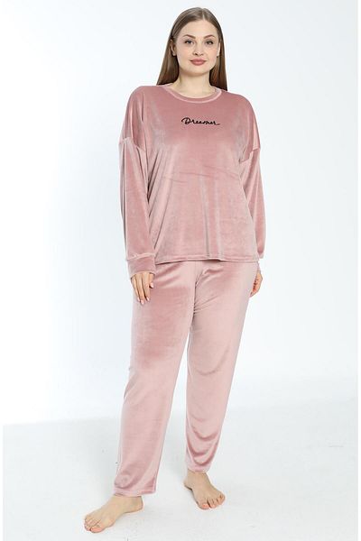Estiva Women's Winter Dreamer Written Soft Velvet Large Size Pajama Set