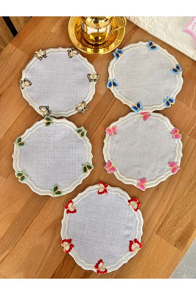 Nakışkonsept 5-Piece Cocktail Napkin with Butterfly