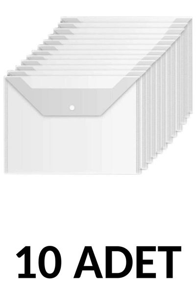 Noki Transparent A4 Snap Fastener File Envelope File 10 Pieces