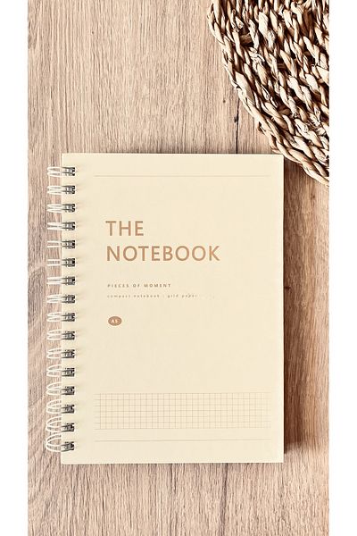 Fark Tanıtım Hard Cardboard Cover Spiral 80 Sheets Checkered A5 Notebook (Banana Milk Cover Color)