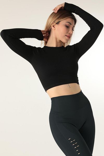 Doremi Crew Neck Corded Long Sleeve Crop