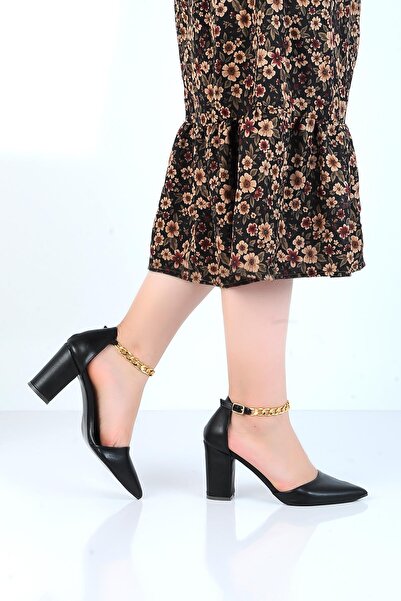 Subaşı Pantofi de damă cu toc de 8 cm 500 Comp Black Skin