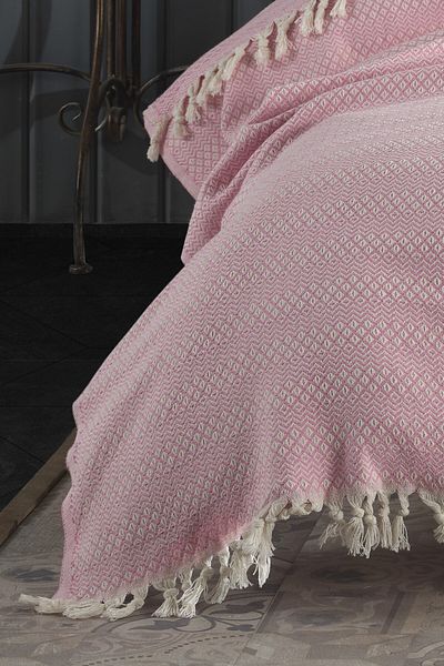 Lux Touch Azure Pink Single Pique 145 X 200 cm Καναπές Καναπέ Κάλυμμα Πολυθρόνας Βαμβακερή φουντωτή