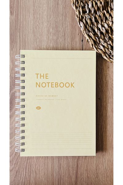 Fark Tanıtım Hard Cardboard Cover Spiral 80 Sheets Lined A5 Notebook (Banana Milk Cover Color)