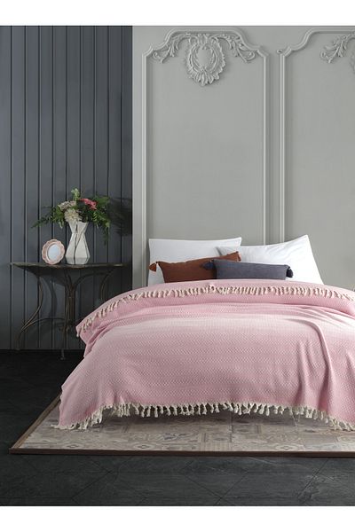 Lux Touch Azure Pink Single Pique 145 X 200 cm Καναπές Καναπέ Κάλυμμα Πολυθρόνας Βαμβακερή φουντωτή