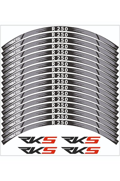 MOTOSEPETİM RKS R250 YAZILI JANT KAPLAMA ŞERİDİ JANT ŞERİDİ STİCKER GRİ
