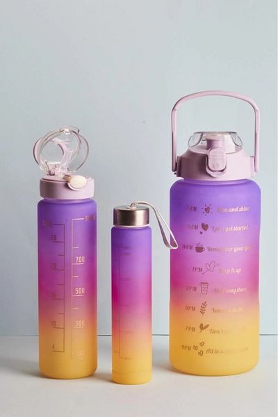 Sensoria Motivational 3-pack Water Bottle Sports Bottle Water Bottle 2 Lt 900 Ml Sticker Labeled with Straw Bpa free