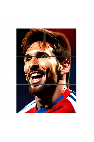 Bedeko Lionel Messi Futbol temalı Mdf 9 Parça Puzzle Tablo