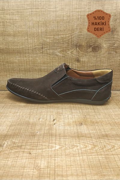 EMİN Ορθοπεδικά Nubuck Δερμάτινα χωρίς κορδόνια Καφέ Casual Ανδρικά Παπούτσια Tek0014