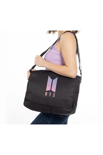 Touz Geantă neagră unisex cu sigla BTS din seria Kpop Blunt Blunt