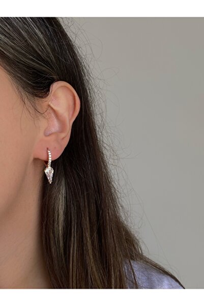 Owentis أقراط دياندرا من الفولاذ المقاوم للصدأ باللون الذهبي الوردي والماس - لا تشويه -