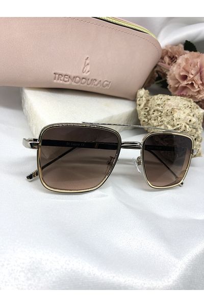 Di Caprio Brown Women's Sunglasses with Soy Vintage Gold Silver Detail