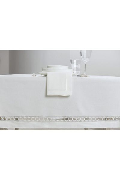 Gül Güler Tablecloth with Lace Pamina White 180*340 cm