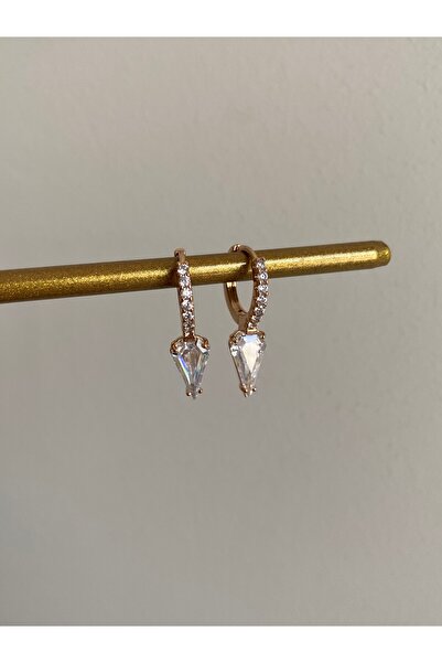 Owentis أقراط دياندرا من الفولاذ المقاوم للصدأ باللون الذهبي الوردي والماس - لا تشويه -