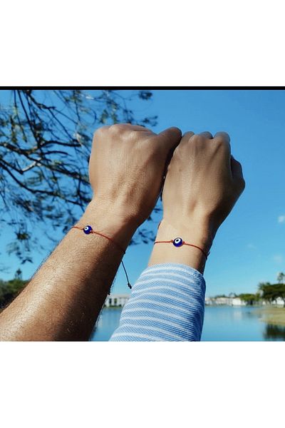 Atelier Çağla Evil Eye Beaded Lover Bracelet (2 Pieces)
