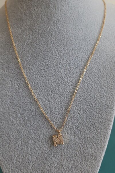 BB wikiki M Harfli Altın Kaplama Zirkon Taşlı Kolye