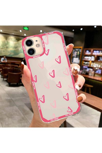 Merwish حافظة شفافة مطبوعة على شكل قلوب وردية صغيرة متوافقة مع هاتف Apple Iphone 11 مع حماية للحواف والكاميرا
