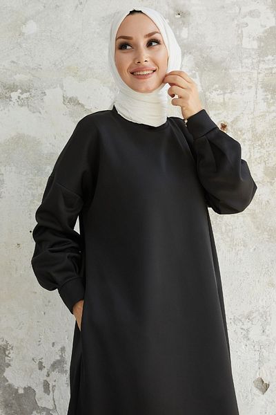 InStyle Φόρεμα Nevra Scuba με Τσέπες - Μαύρο