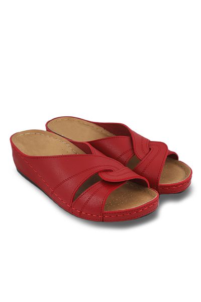 İncim ®| Hera Women's Red Comfortable Orthopedic Comfort Anatomical Light Sole Home Slippers and Daily Slippers