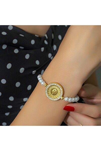aytekgold incili 22 ayar çeyrek altınlı bileklik