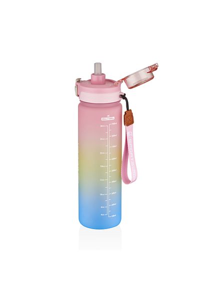 Vagonlife 1000ml Double Color Motivational Flask Suitable for Use with and without Straw, Sticker Gift