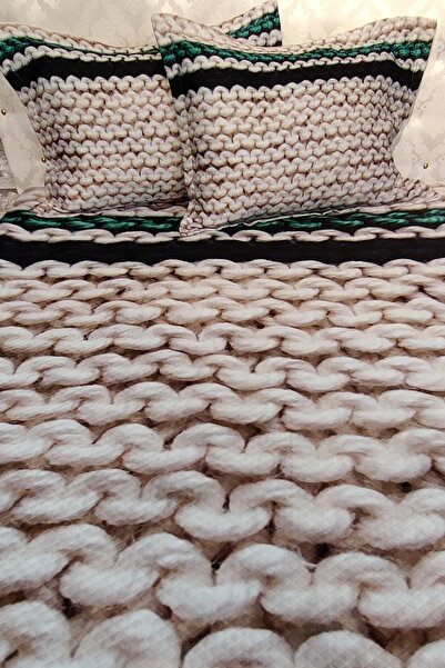 MonoHome Σετ Πικέ Βαμβακερό Διπλό Ζακάρ Πλεκτό Κάλυμμα Κρεβατιού