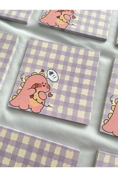 Planet Butik Pink Dinosaur Memo Pad Square Notepad