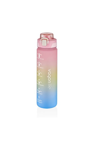 Vagonlife 1000ml Double Color Motivational Flask Suitable for Use with and without Straw, Sticker Gift