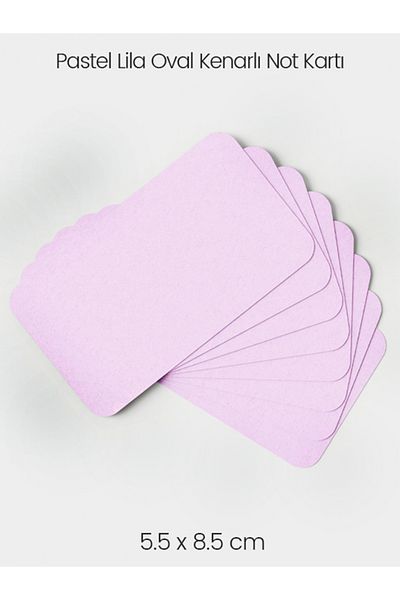 DERELİ MATBAA Note Card Word Label Boxed Pastel Lilac 100 Pieces Special Oval Cut