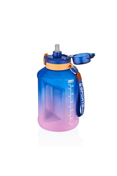 Vagonlife 1600ml Motivational Water Bottle - Double Colors Sticker with Strap and Handles Sm-2307-Mavimor
