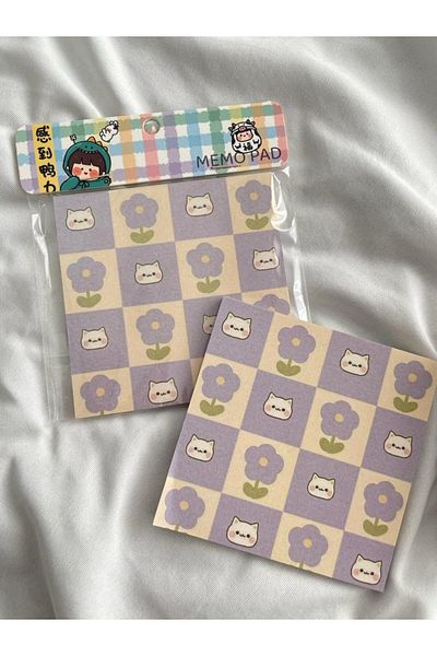Planet Butik Purple Cat Memo Pad Square Notepad