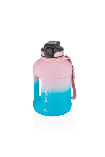 Uzspace 1700ml Double Color Softtouch Motivation Water Bottle with Straw and Carrying Strap and Handle