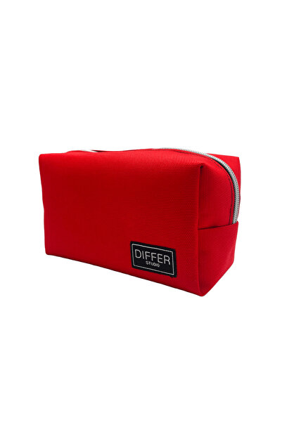 Differ Studio Червена унисекс водоустойчива голяма чанта за моливи/грим/козметика/пътуване/ръчна чанта