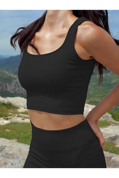 MİSTİRİK Μπλούζα Marsala Model Πλεκτή Μπλούζα Crop Model Μπλούζα Crop Μαύρο Χρώμα