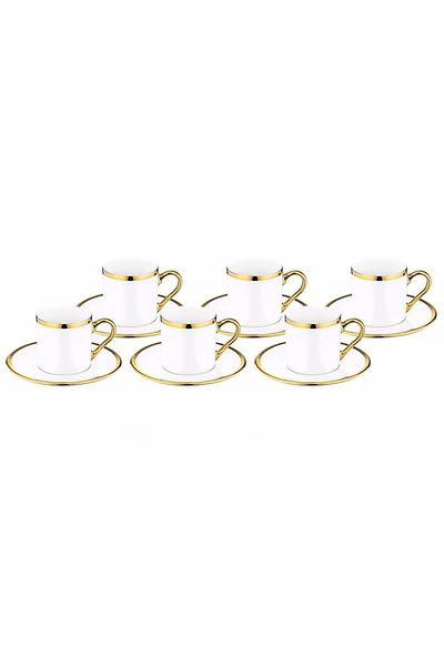Bambum Vibe - Set of 6 Coffee Cups with Gold Pattern